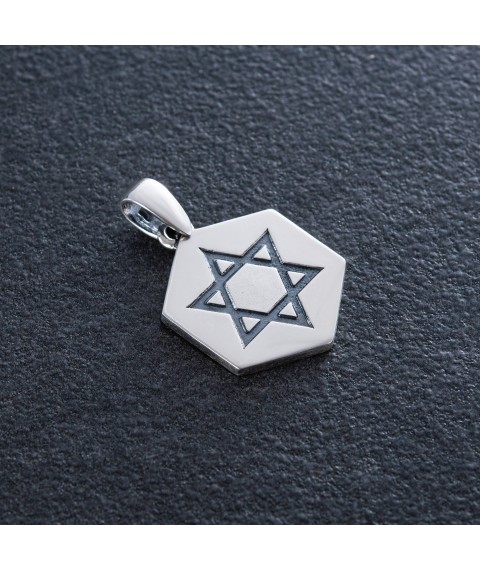 Silver pendant "Star of David" (engraving possible) 133232 Onyx