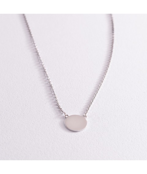 Necklace "Coin" in white gold (engraving possible) count02042 Onyx 45