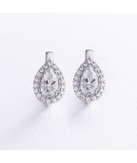 Silver earrings "Droplets" with quartz and cubic zirconia GS-02-004-6410 Onix