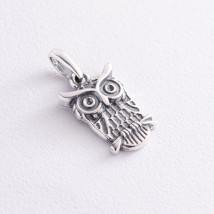 Silver pendant "Owl" (blackening) 131963 Onyx