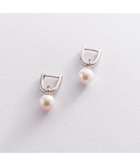 Gold earrings with pearls s05836 Onyx