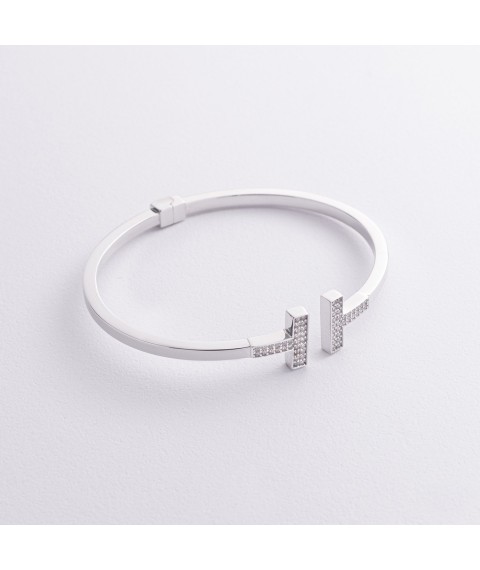 Rigid bracelet in white gold (cubic zirconia) b02318 Onyx