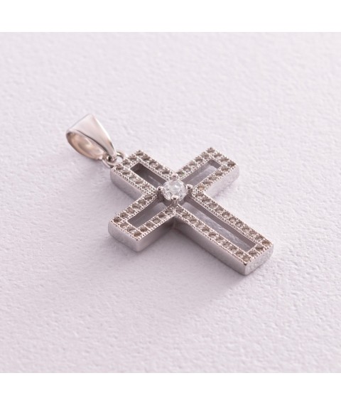 Срібний хрестик з фіанітами 132054 Онікс