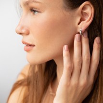 Серьги - кольца "Ruby" в белом золоте с09179 Онікс