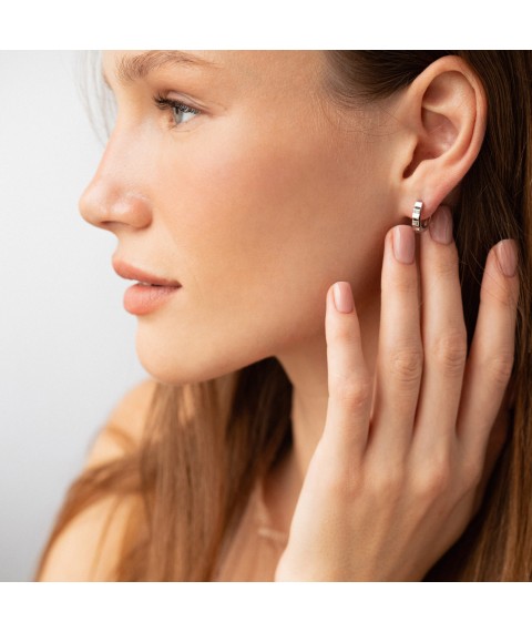 Серьги - кольца "Ruby" в белом золоте с09179 Онікс