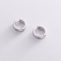 Earrings - rings "Love" in white gold (cubic zirconia) С1004-1р Onyx