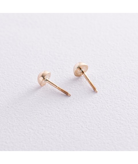 Earrings - studs "Hamisphere" in yellow gold (0.5 cm) s08204 Onyx
