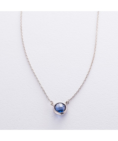 Silver necklace with synthetic. sapphire 18912 Onix 43