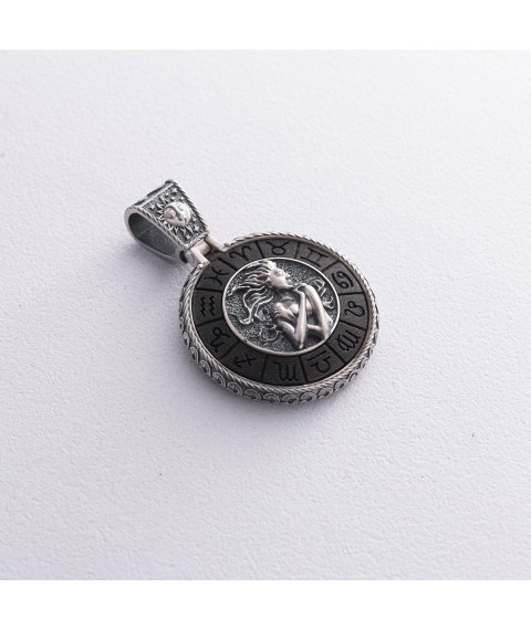Срібний кулон "Знак зодіаку Діва" з ебеном 1041діва Онікс