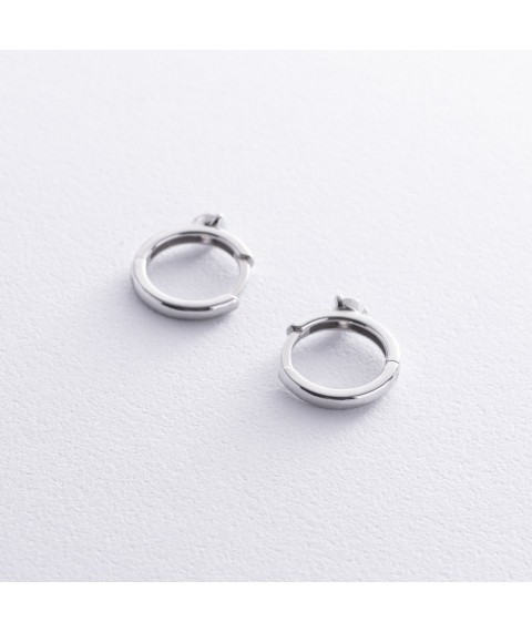 Срібні сережки - кільця з фіанітами OR111310 Онікс