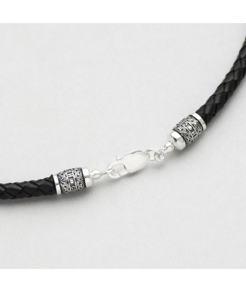 Leather cord with silver clasp “Save and Preserve” (5 mm) 18712 Onix 50