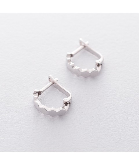 White gold earrings with English clasp s06387 Onyx