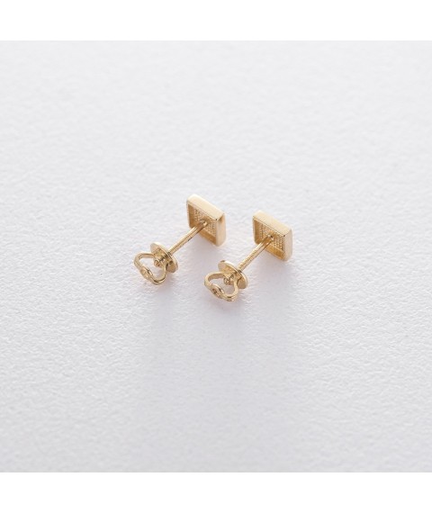 Gold stud earrings "Squares" s06194 Onyx
