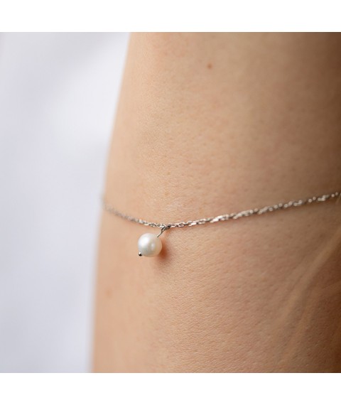Bracelet with pearl (white gold) b05266 Onyx 18