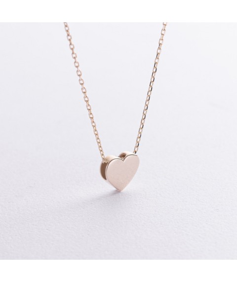 Necklace "Heart" in yellow gold kol02522 Onix 45