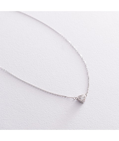 Necklace "Heart" in white gold kol01828 Onix 40