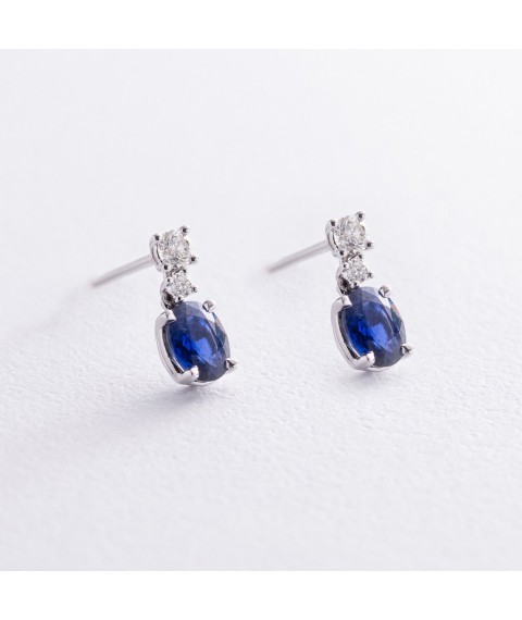 Gold earrings - studs with diamonds and sapphires sb0457nl Onyx