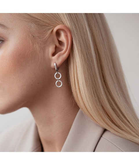 Asymmetrical silver earrings 4983 Onyx