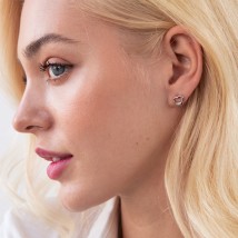Earrings - studs "Hearts" in white gold s07659 Onyx