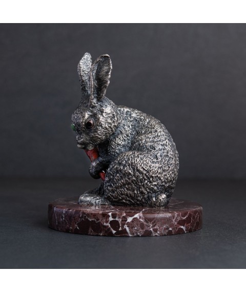 Handmade silver figure "Rabbit" 23133 Onyx