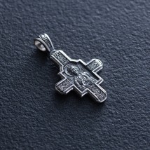 Срібний православний хрестик "Господь Вседержитель. Великомученик Пантелеймон Цілитель" 131922 Онікс