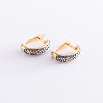 Silver earrings "Flowers" with gold plated 122792 Onyx