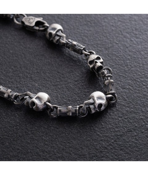 Silver necklace "Skulls" 364 Onyx 65