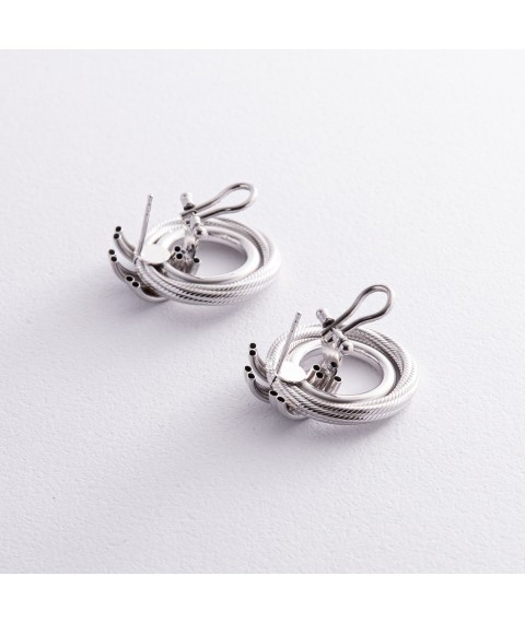 Earrings "Rings" in white gold s08367 Onyx