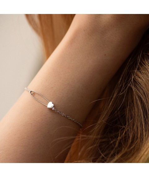 Bracelet "Pin with a heart" in white gold b05446 Onyx 19