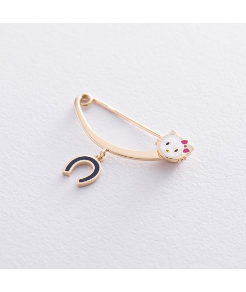 Gold pin "Hello Kitty and horseshoe" zak00300 Onyx