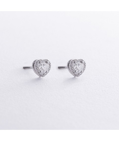 Gold earrings - studs "Hearts" with diamonds 335761121 Onyx
