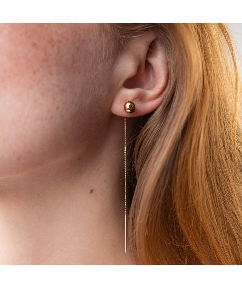 Gold earrings - broaches "Balls" s07955 Onix