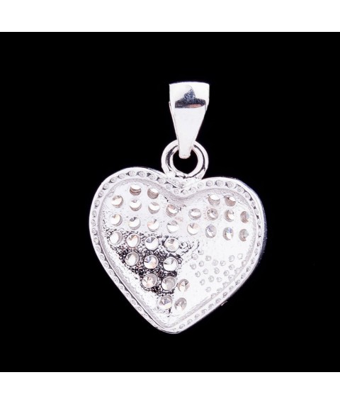 Silver pendant "Heart" with cubic zirconia 132251 Onyx