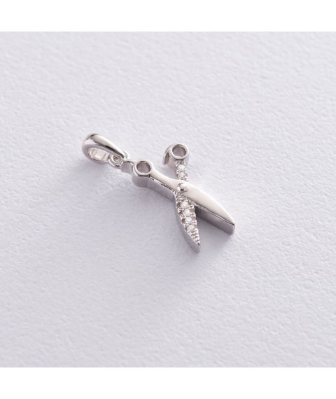Silver pendant "Scissors" (cubic zirconia) 133013 Onyx
