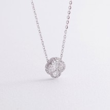 Gold necklace "Clover" with diamonds flask0137mi Onix 42
