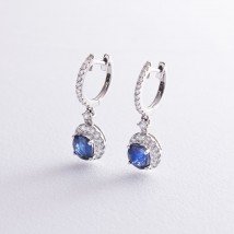 Earrings in white gold (sapphire, diamond) s525 Onyx