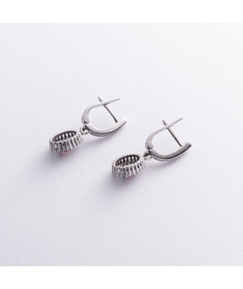 Срібні сережки з піропами і фіанітами GS-02-086-4110 Онікс