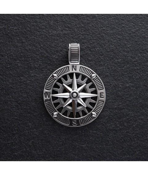 Silver pendant "Wind Rose" 7330 Onyx