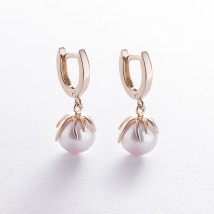 Earrings in yellow gold (cult. fresh pearls) s08590 Onyx