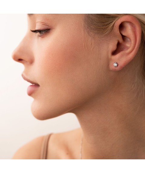 Gold earrings - studs with diamonds sb0347y Onyx