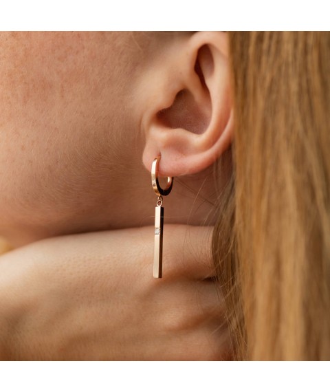 Gold earrings with diamonds 317042421 Onyx