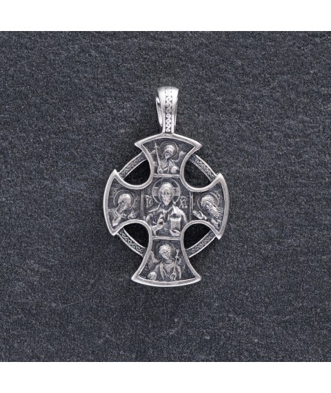 Серебряный православный крест (чернение) 13091 Онікс