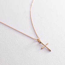 Gold necklace "Cross" with cubic zirconia col02195 Onix 45