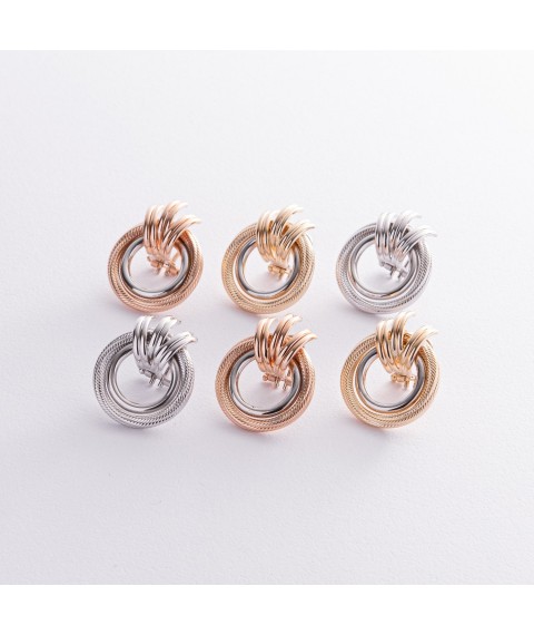 Earrings "Rings" in white gold s08367 Onyx