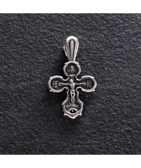 Silver cross "Crucifixion. Save and preserve" 133007 Onyx