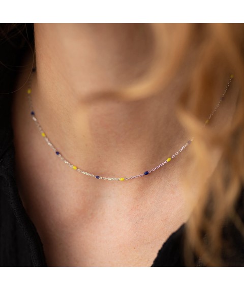 Necklace in silver (blue and yellow enamel) 181270 Onix 44