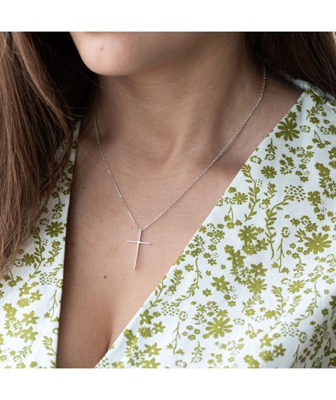 Necklace "Cross" in silver 181053 Onix 45