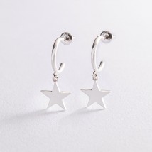 Silver earrings - studs "Stars" 123023 Onyx