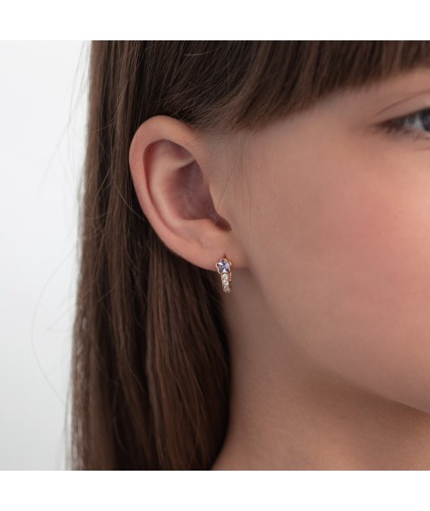 Children's gold earrings "Stars" s05985 Onyx