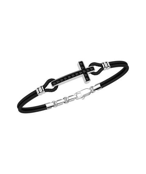 Men's bracelet "Cross" with black spinel ZANCAN SXB010-NE Onix 19.5